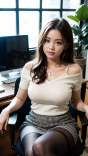 典雅靓妹身穿针织短袖和开叉短裙配黑色修身丝袜简直不要太迷人高清写真图片