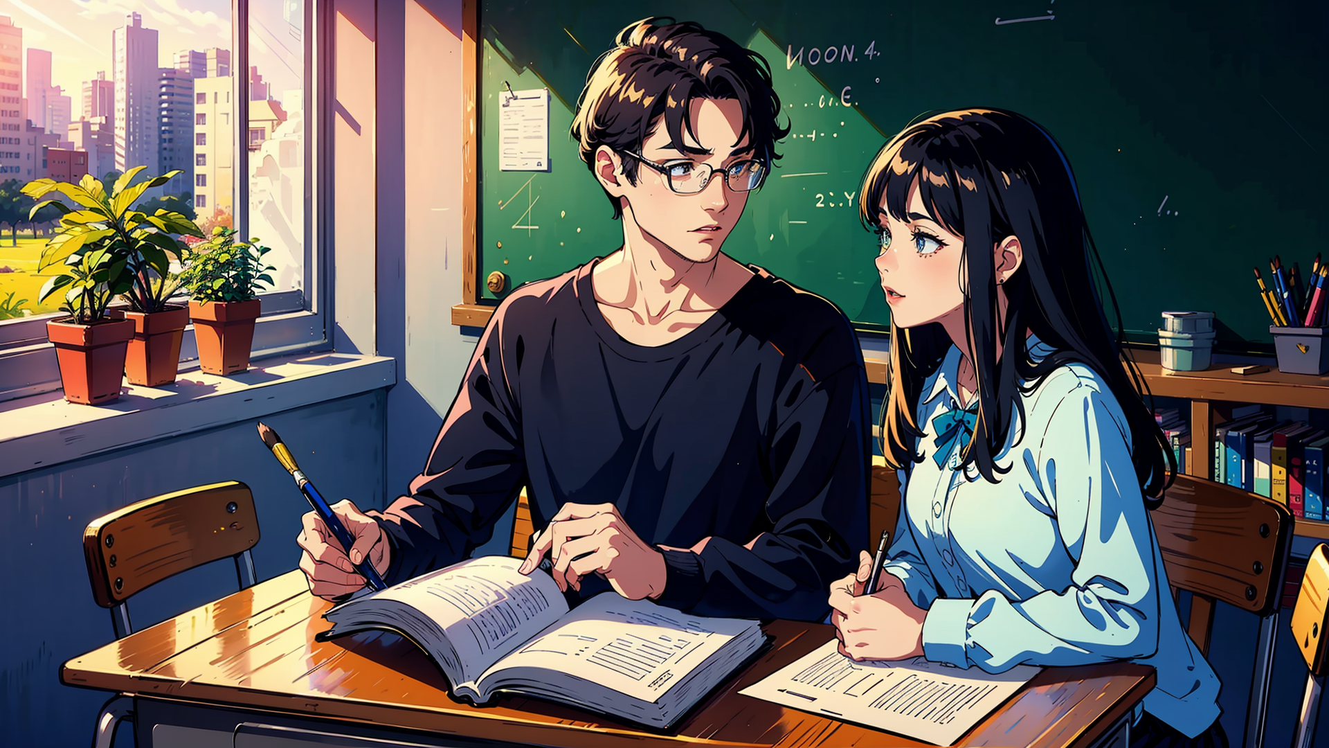 一男一女约会动漫情侣高清头像图片