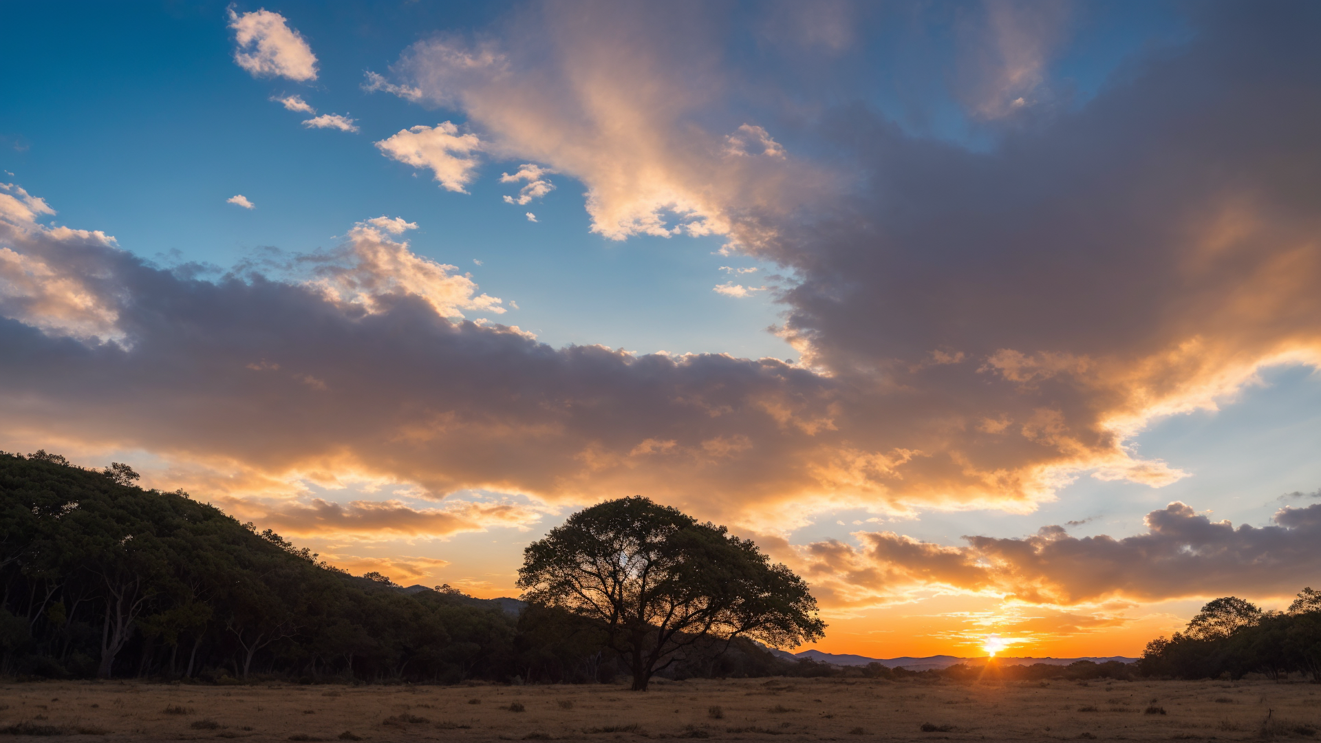 户外日落前的天空桌面风景壁纸图