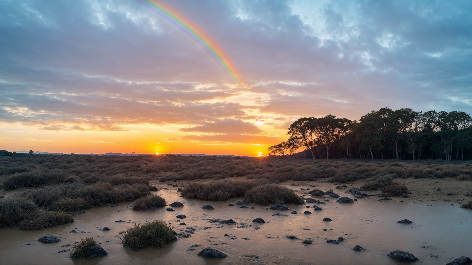 户外日落前的天空桌面风景壁纸图