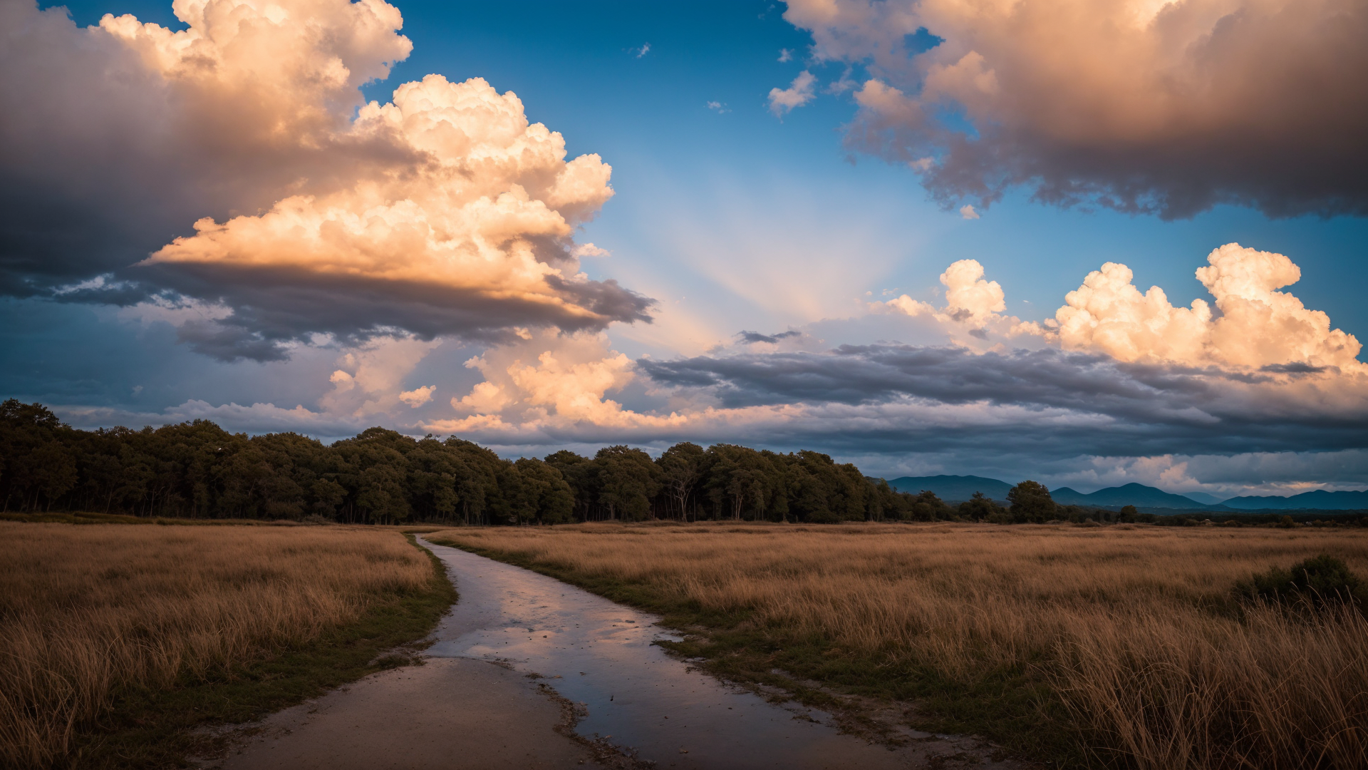 户外日落前的天空桌面风景壁纸图