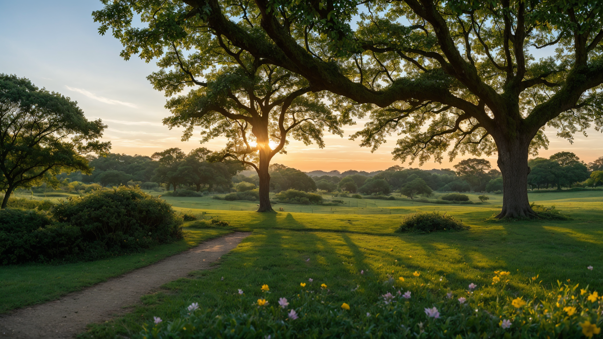 郊外透亮的小树林风景高清图片