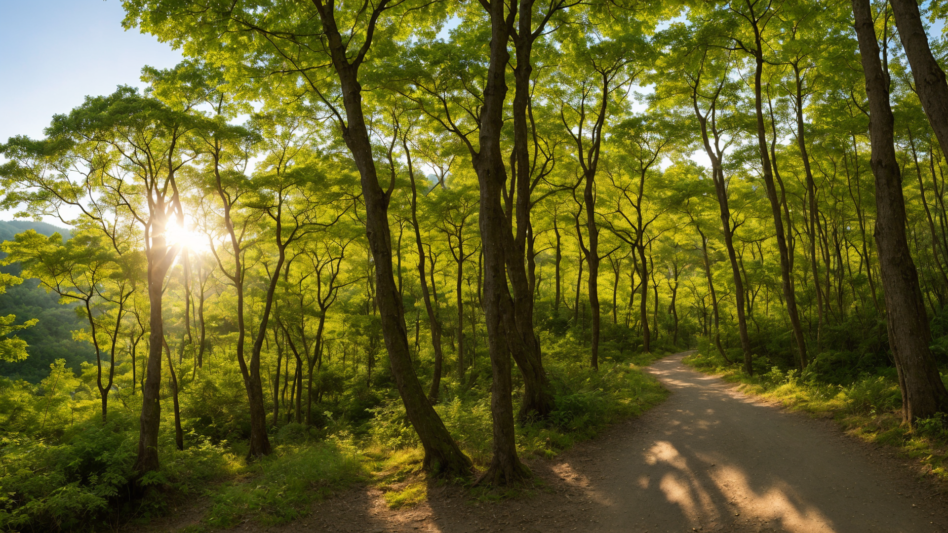 郊外透亮的小树林风景高清图片