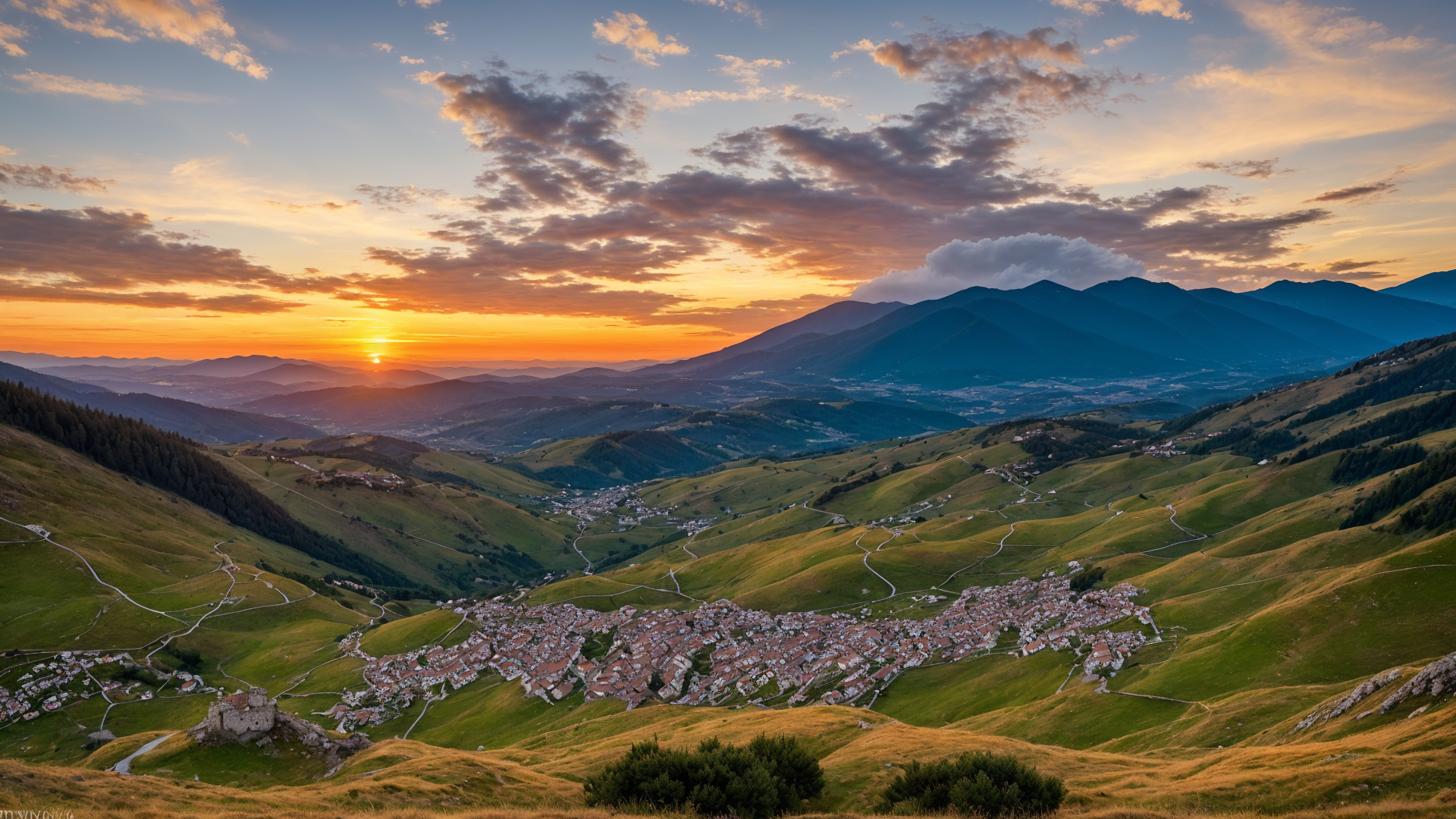 普利亚黄昏间的风景如同仙境高清图片