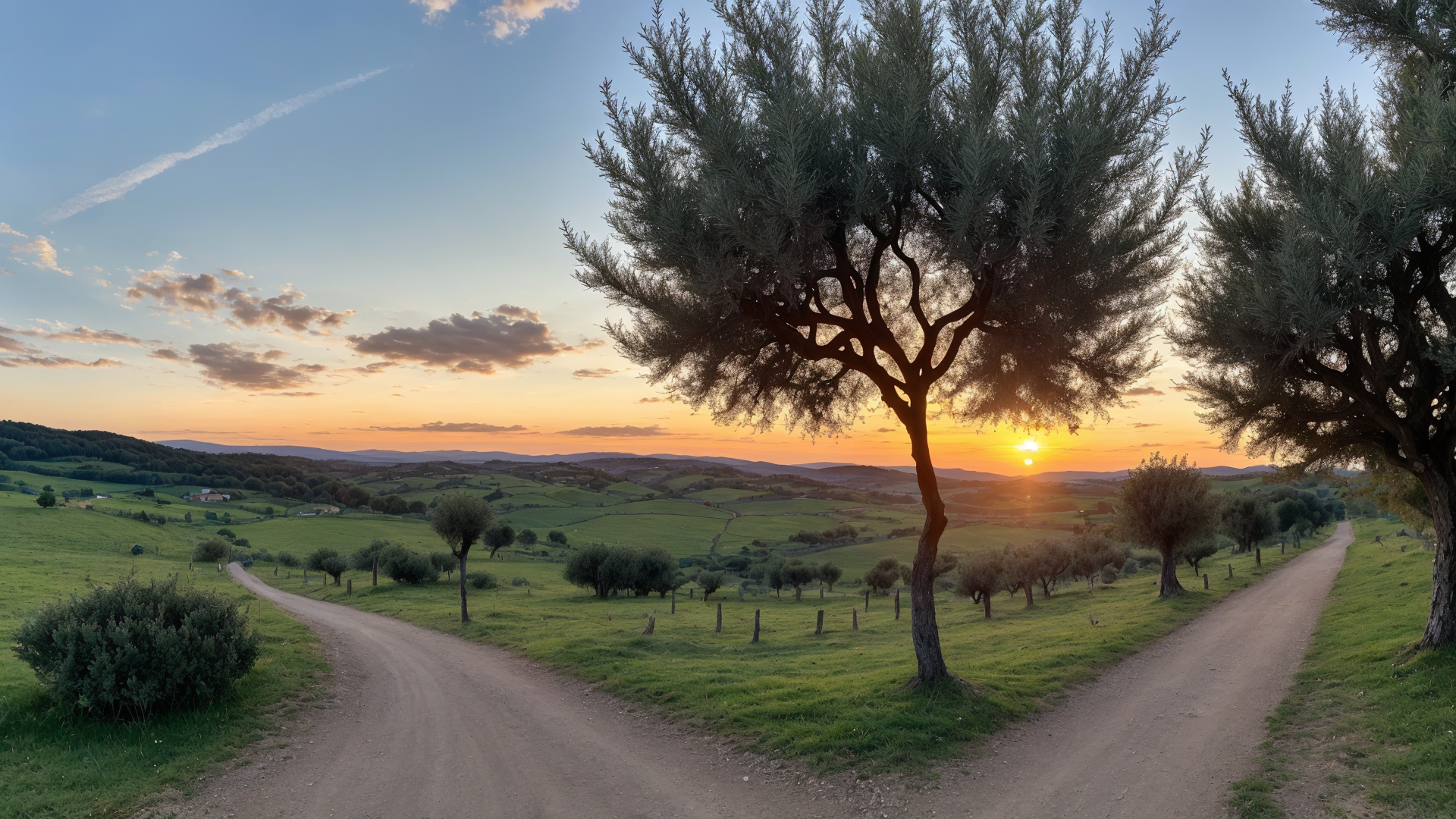 普利亚傍晚黄昏时的晚霞绚丽绝伦风景图片