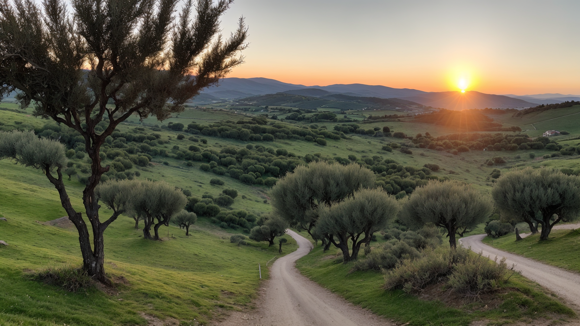 普利亚傍晚黄昏时的晚霞绚丽绝伦风景图片