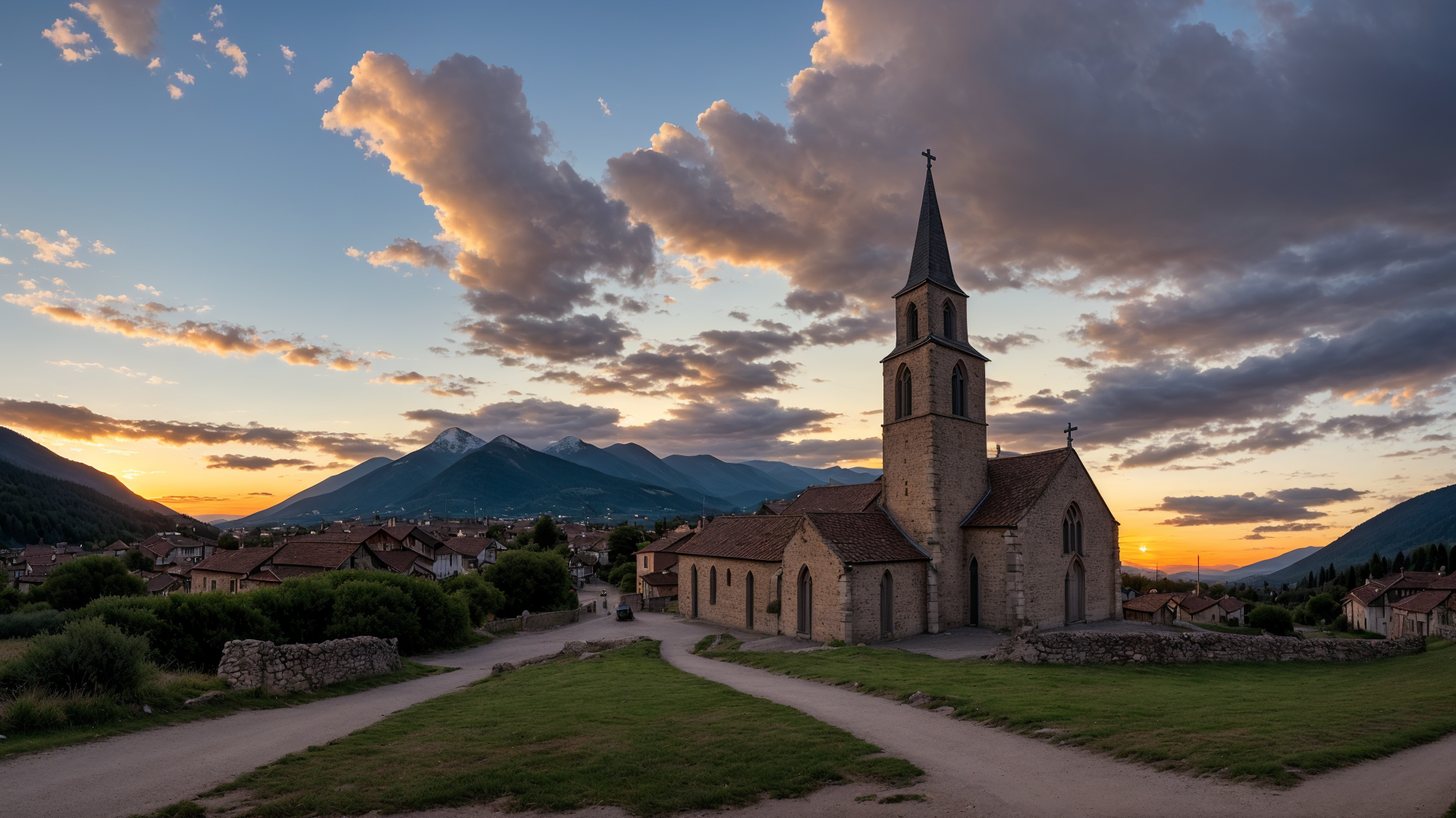 普利亚傍晚黄昏时的晚霞绚丽绝伦风景图片