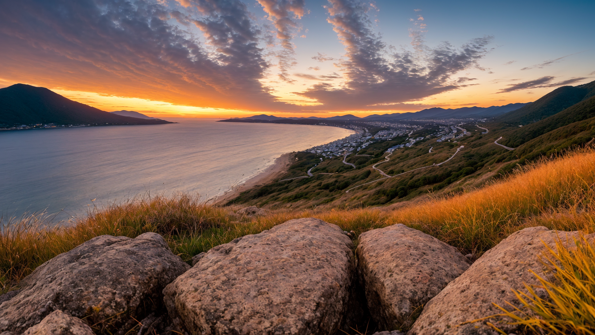 日落下的普利亚黄昏晚霞美不胜收图片