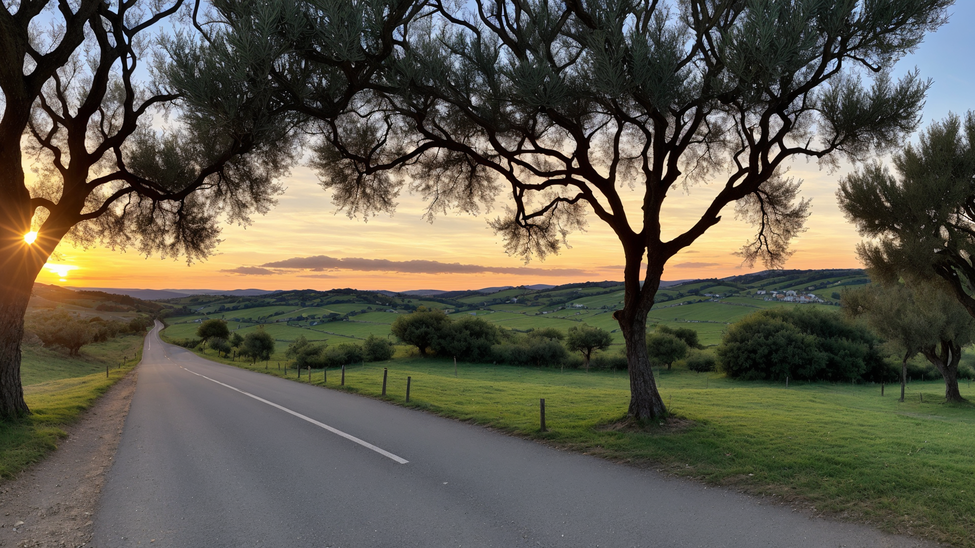 日落下的普利亚黄昏晚霞美不胜收图片
