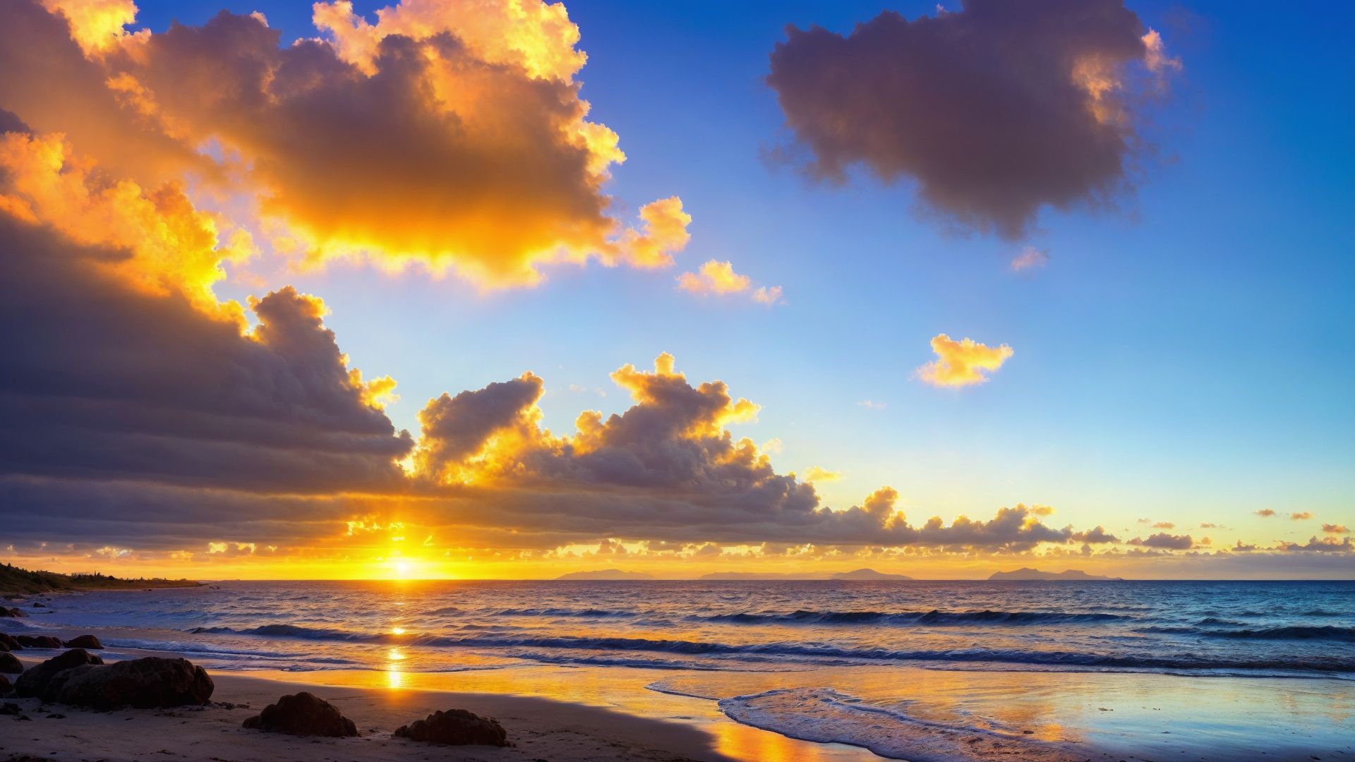 清晨海边看日出风景唯美图片